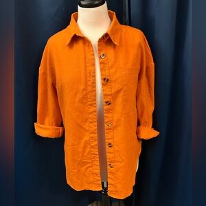 🍂 Autumn Orange Button-Up Shirt 🍂